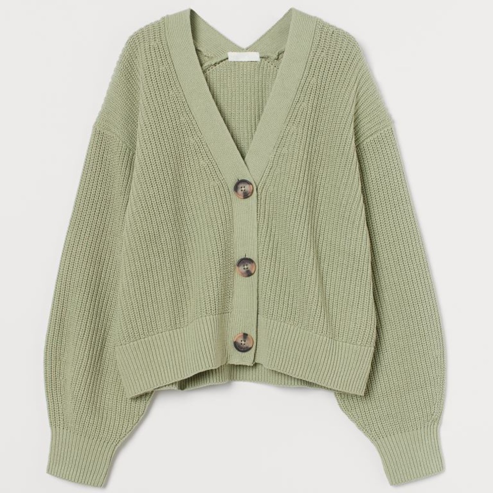 H&M Oversized Green Cardigan Sweater